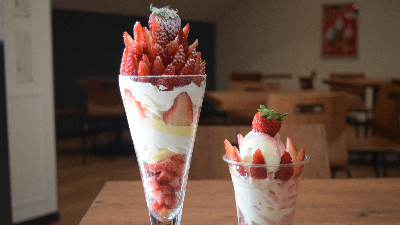 【道の駅レスティ唐古・鍵／カフェ／田原本町】いちごを1パックまるごと使った「贅沢いちごパフェ」
