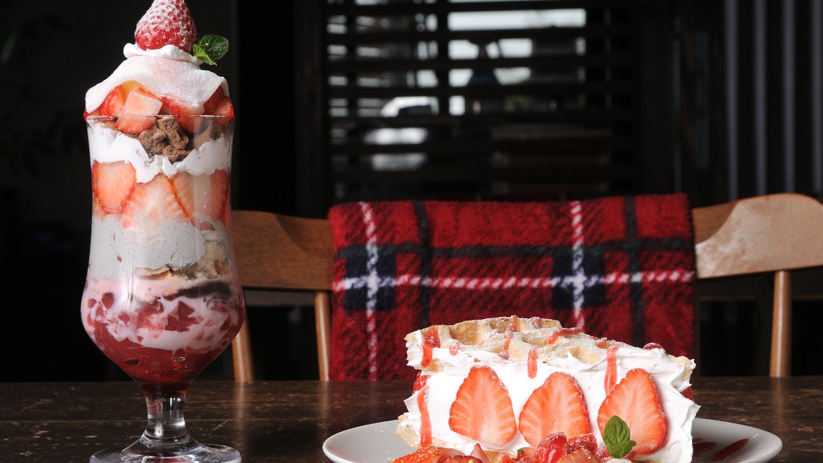 和いちごパフェとサクサクパイッフル【大仏カフェkoryo nara/広陵町】